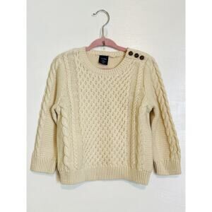 GAP Baby Toddler Boys Cream Ivory Cable Knit Cotton Sweater NEW Dressy 18-24m